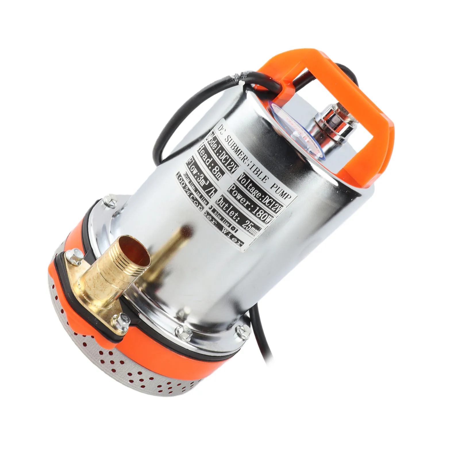 수중 펌프 소형 배터리 태양열 수영장 청소 8 미터 리프트 2.1 미터 케이블 DC 12V 180W/24V 220W