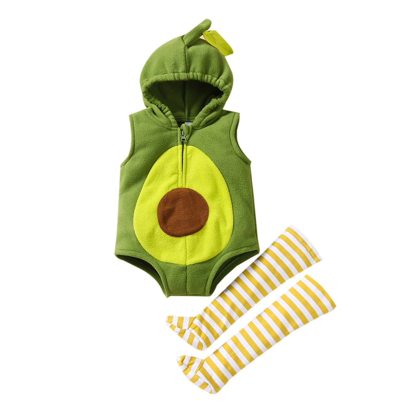 

ZDHoor Infant Baby Boy Girl One-piece Sleeveless Hoodies Zipper Bodysuit with Warm Sock Pineapple Avocado Rugby Cosplay Costume