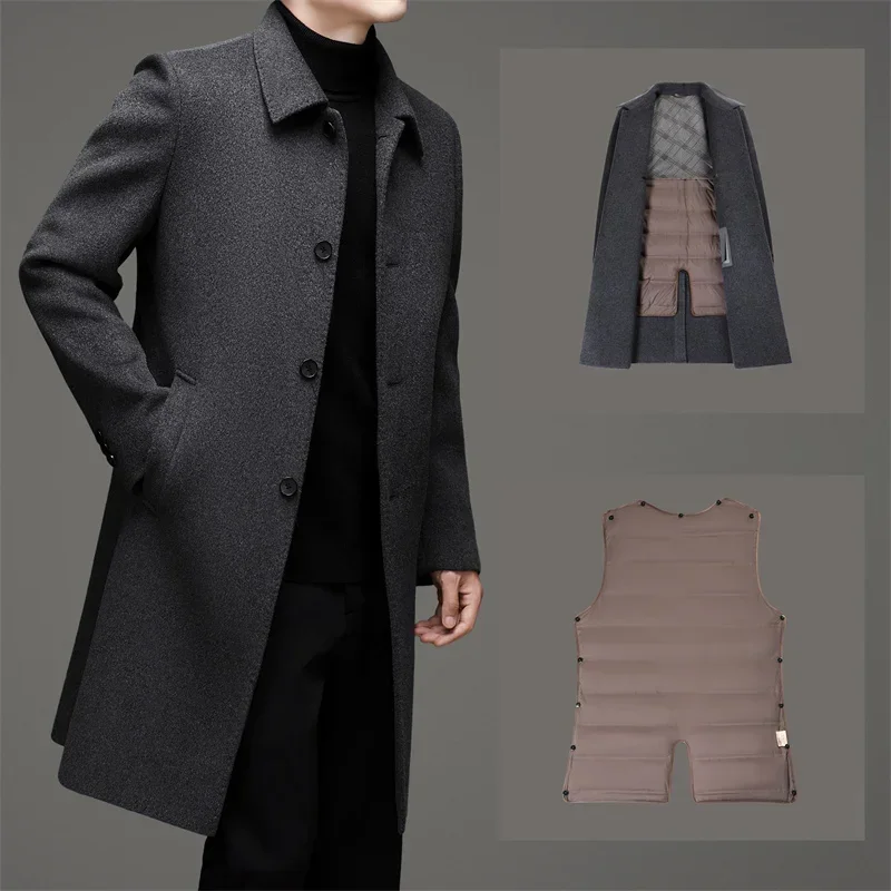 thumbnail image 1 of Chaqueta de plumón polar de invierno para hombre 2024, nueva ropa de diseñador, abrigo grueso con forro desmontable, chaqueta de plumón de lujo para negocios, 1 of 4