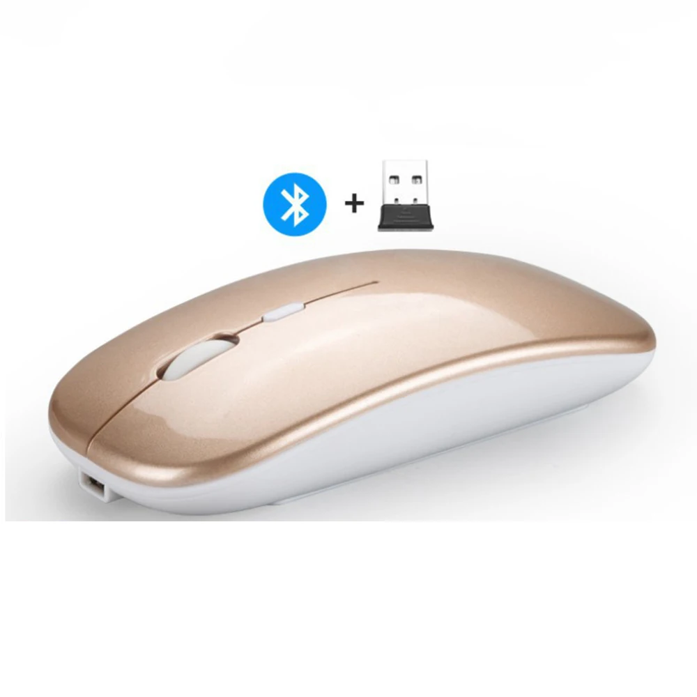 Silent Wireless Bluetooth Mouse+2.4GUSB/2.4G Rechargeable Mouse Ergonomic Mini Mouse USB Optical Mouse for PC Laptop white mouse pc Mice