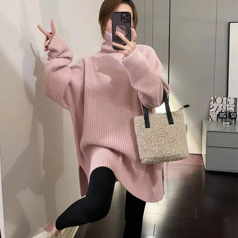Women Autumn Winter Knitted Turtleneck Sweater