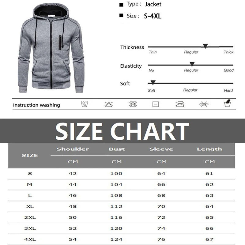 Men Hooded Coats Casual Zip Hoodie Sweatshirt Jackets Athlete Running Hiking Sportswear Hoodie Jacket