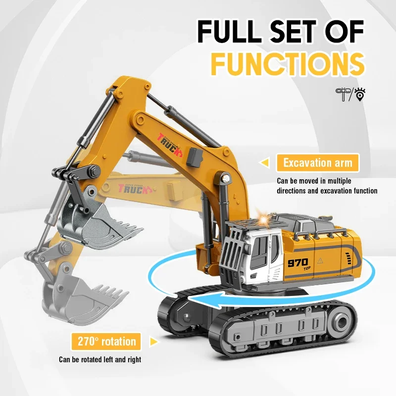 Rc Excavator 1/64 Mini Alloy Remote Controlled Engineering Vehicle Construction Crawler Trucks With Light Sound Toys Kids Adult_voghion.com