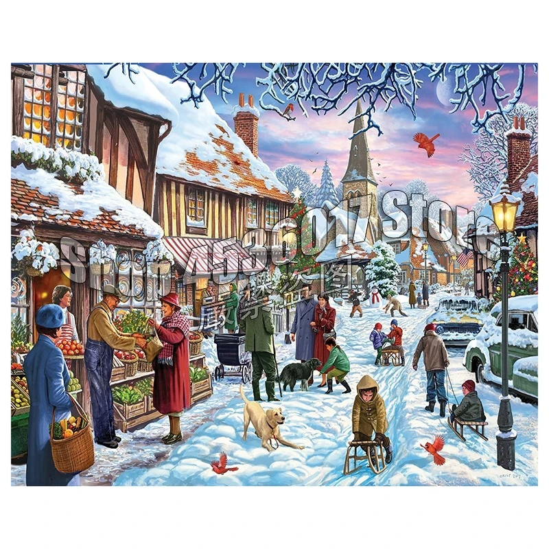 

Full Square Diamond Embroidery Winter snow church Mosaic 5D Diy Diamond Painting Cross Stitch Home Decorative Rhinestones Gift