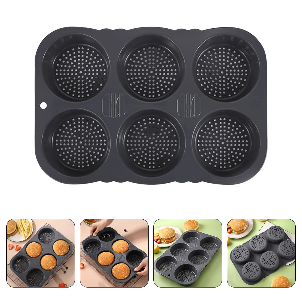 

Silicone Hamburger Bun Mold 6 Cavity Loaf Pan Non Stick Baking Mold Bread Mold