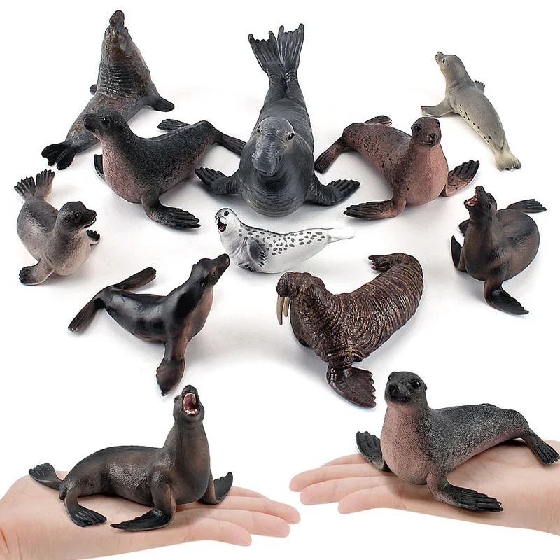 Simulation Ocean Animal Seals Sea Lions Walrus Marine Life Action Figures Aquarium Figurines PVC