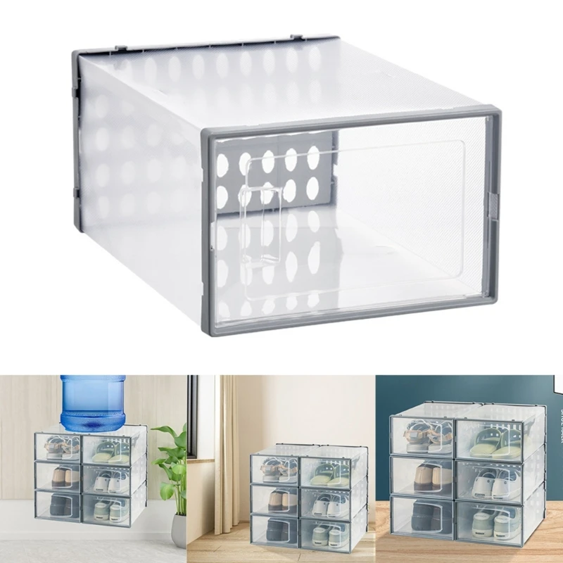 

Clear Plastic Shoe Storage Box Thickened Stackable Shoe for Case Drawer Type Container Collection Display for Men