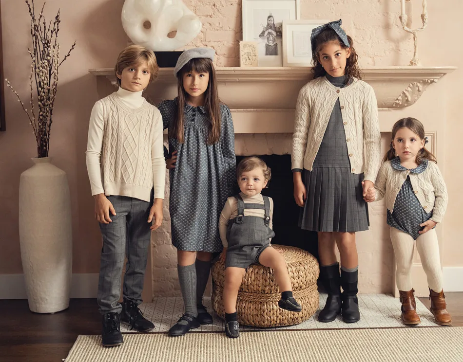 Cotton Girl Clothing Wool Knitted Family Matching Grid Boys Clothing