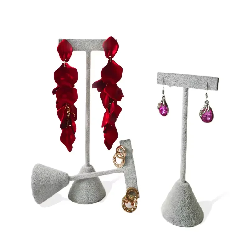 High-End Velvet Or Leather Earrings Display Storage Rack High, Medium And Low Size Jewelry Display Props Earrings Display Props