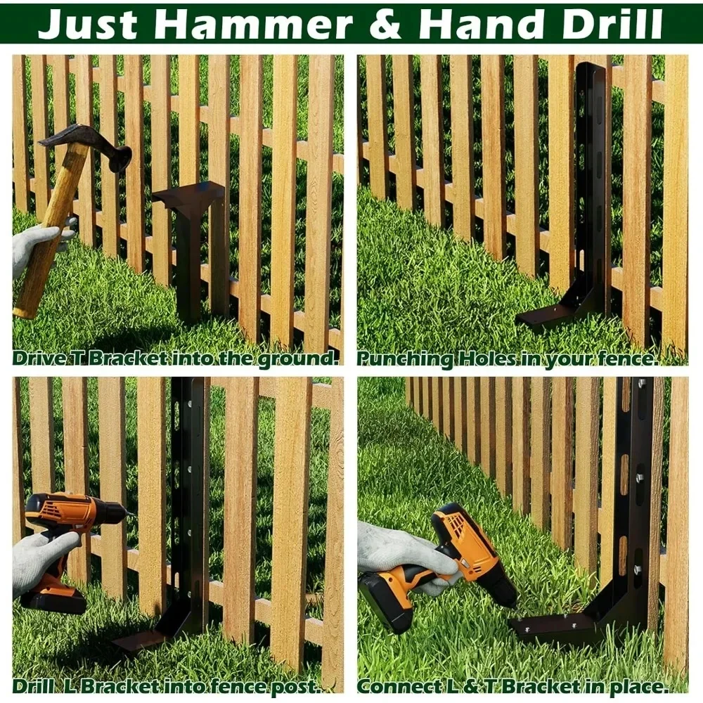 Fence Post Repair Kit 2PCS Repair Tilted Broken Wood Fence Post Heavy Duty Stakes Ground Spike