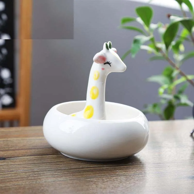 

Cute Mini Flowerpot Indoor Outdoor Succulent Flower Pot With Drainage Hole Garden Decoration Rabbit/Giraffe/Cat/Cow Shape