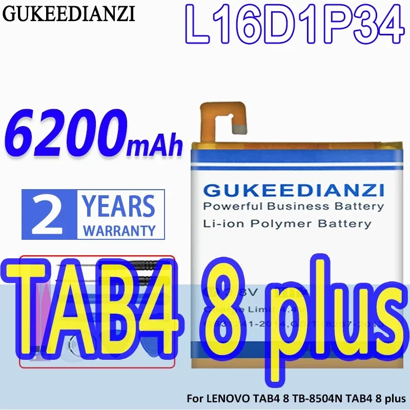 

High Capacity GUKEEDIANZI Battery L16D1P34 6200mAh For LENOVO TAB 4 8 plus TB-8504N