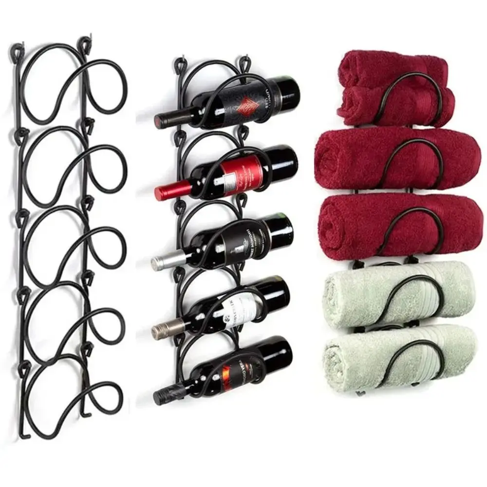 Wall-Mounted Towel Storage Rack Wine Rack Multifunctional Storage Shelf Easy Install Space-Saving Room Decor Bedroom Supply