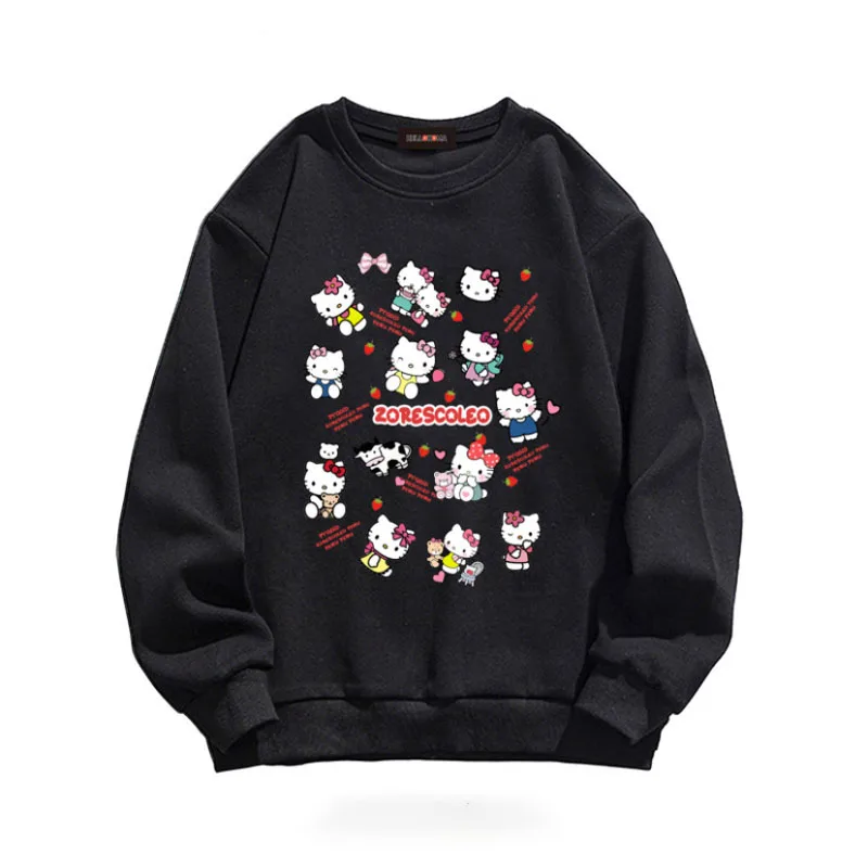 

Kawaii Sanrioed Hellokittyed Cute Cartoon Autumn and Winter New Girls Loose Top Anime New Casual All-Match Round Neck Sweater