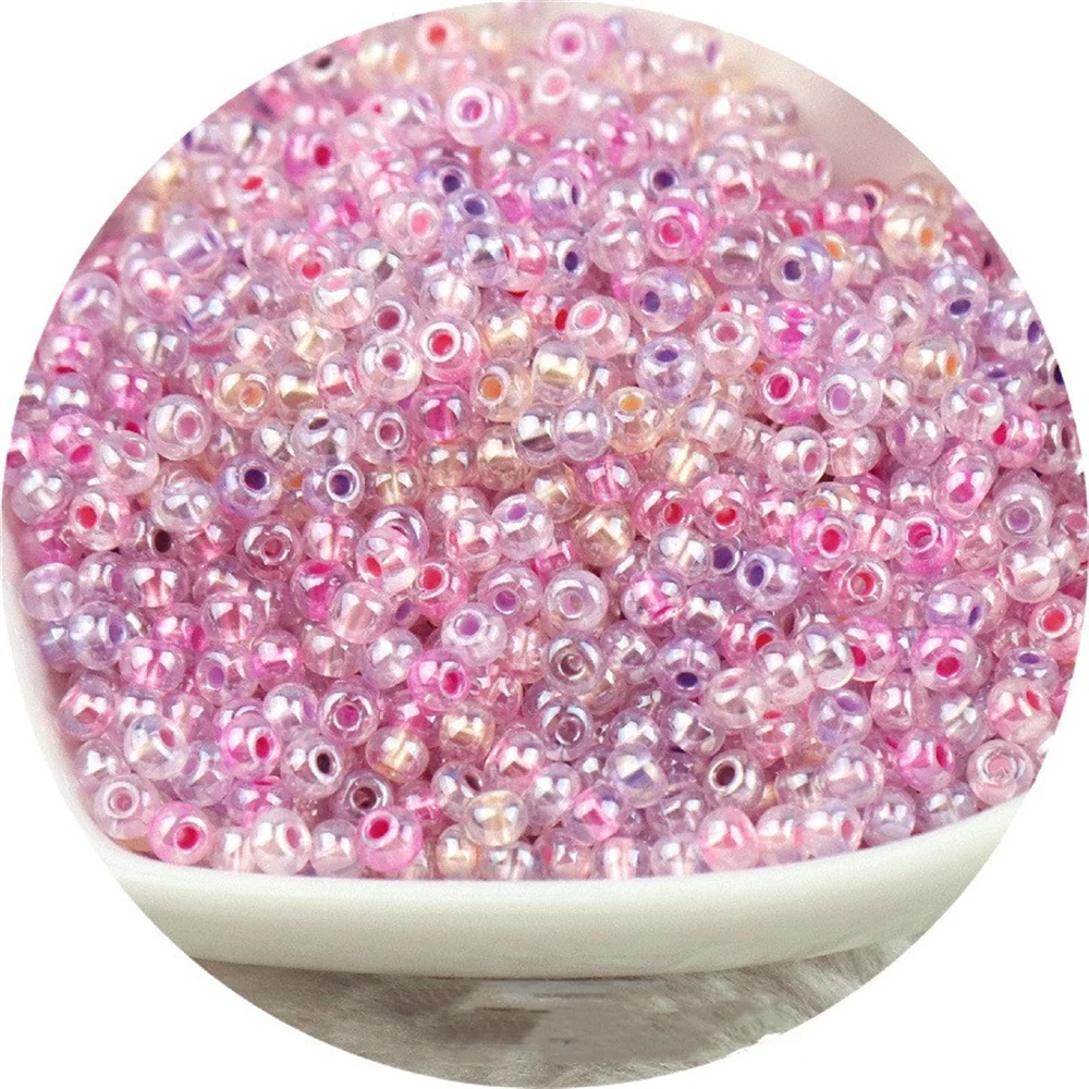 Glass Beads 2/3/4mm Czech Bossiosa Unicorn Dyed Core Glass Beads Transparent Crystal Seed Beads DIY Jewelry Bracelets Necklaces