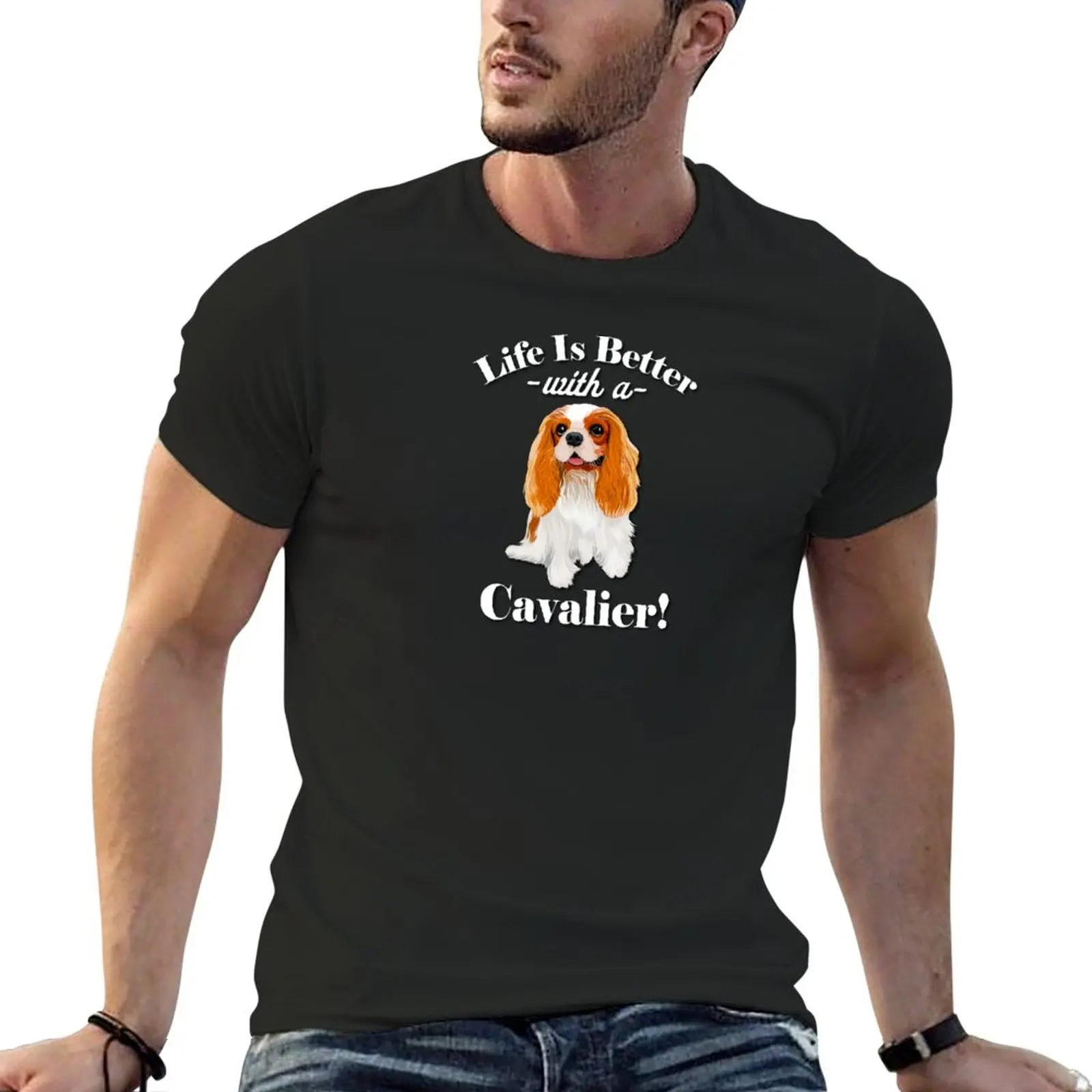 Cavalier King Charles Spaniel T-Shirt Magliette Nere Magliette Nere Magliette Da Uomo