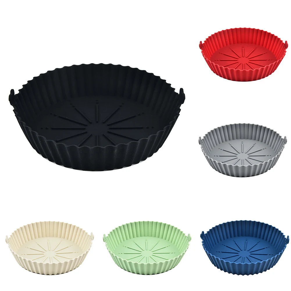 

Round Replacemen Air Fryers Oven Baking Tray Fried Chicken Basket Mat Air Fryer Silicone Pot Grill Pan Kitchen Tool Parts