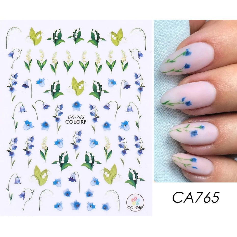 Nail Stickers Nail Art Decoration Nail Decals Flower Stickers 3D Nail Stickers Flower Cherry Blossoms Love Nail Art Decals Floral Leaf Sliders Manicure Decor Tips CHCA764-776