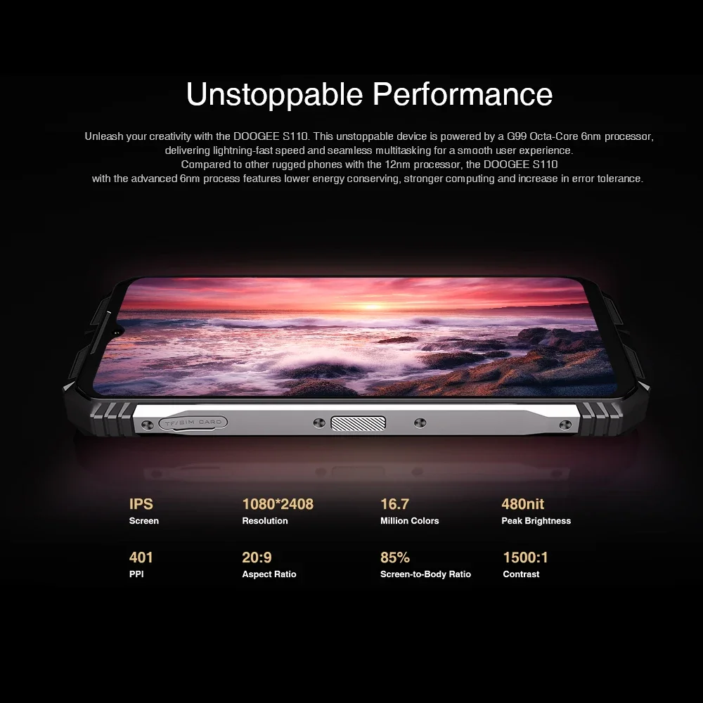 DOOGEE S110 Rugged Smartphone Android 13.0 12GB+256GB Mobile Phone 6.58 Inch 120Hz 50MP 10800mAh 66W Fast Charging Cellphone NFC