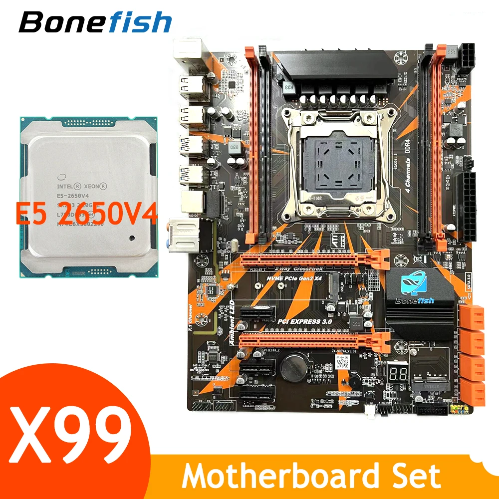 Комплект материнской платы X99 с процессором Intel Xeon E5 2650V4 LGA 2011 без ОЗУ поддержка DDR4