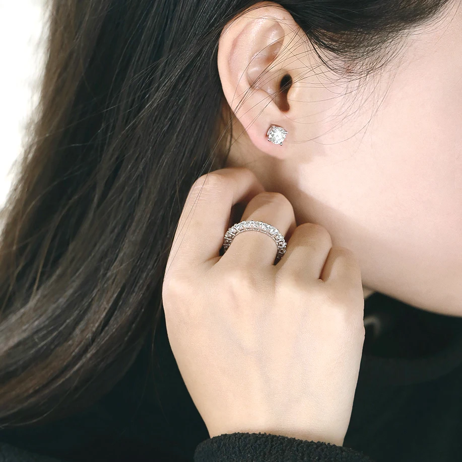 Moissanite Row Rings Silver 18K