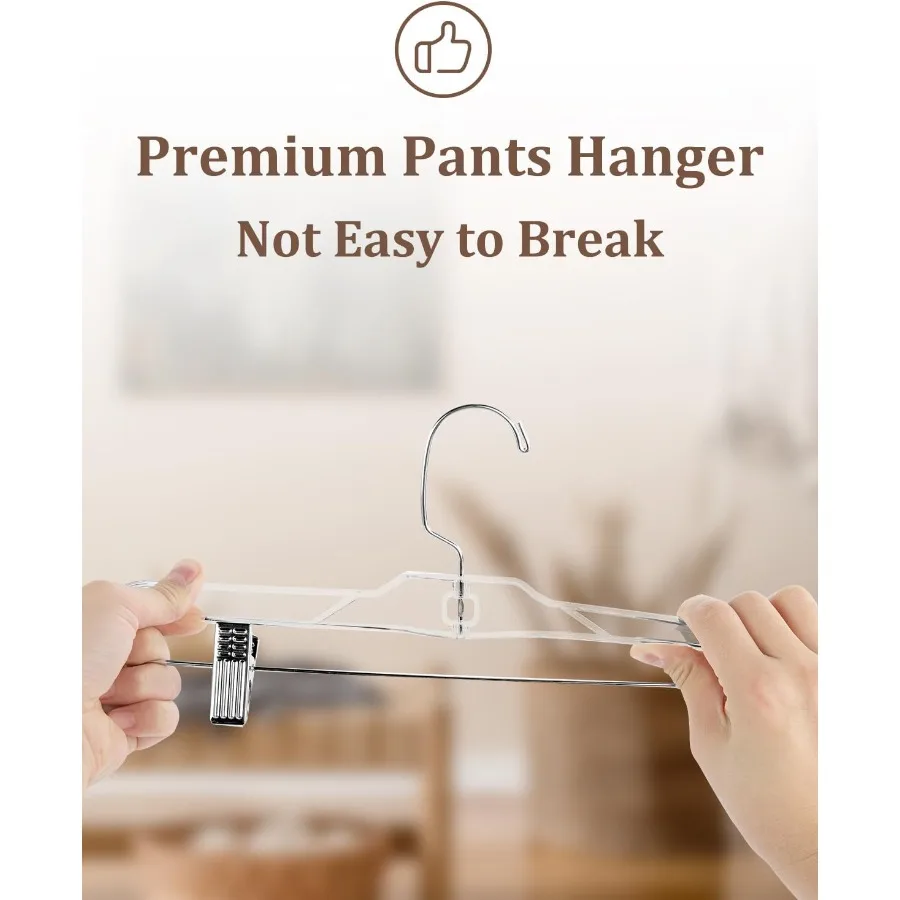 15Pack 14Inch Clear Plastic Skirt Hangers with Adjustable NonSlip Clips for Shorts Jeans Trousers Ideal Storage Solution for Wa