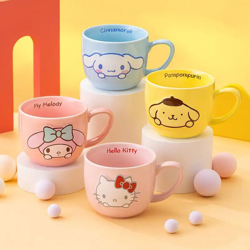 

360 мл Sanrio, Hello Kitty Kawaii Cup My Melody Cinnamoroll большая емкость керамическая мультяшная Милая Бытовая молочная чашка для завтрака подарок