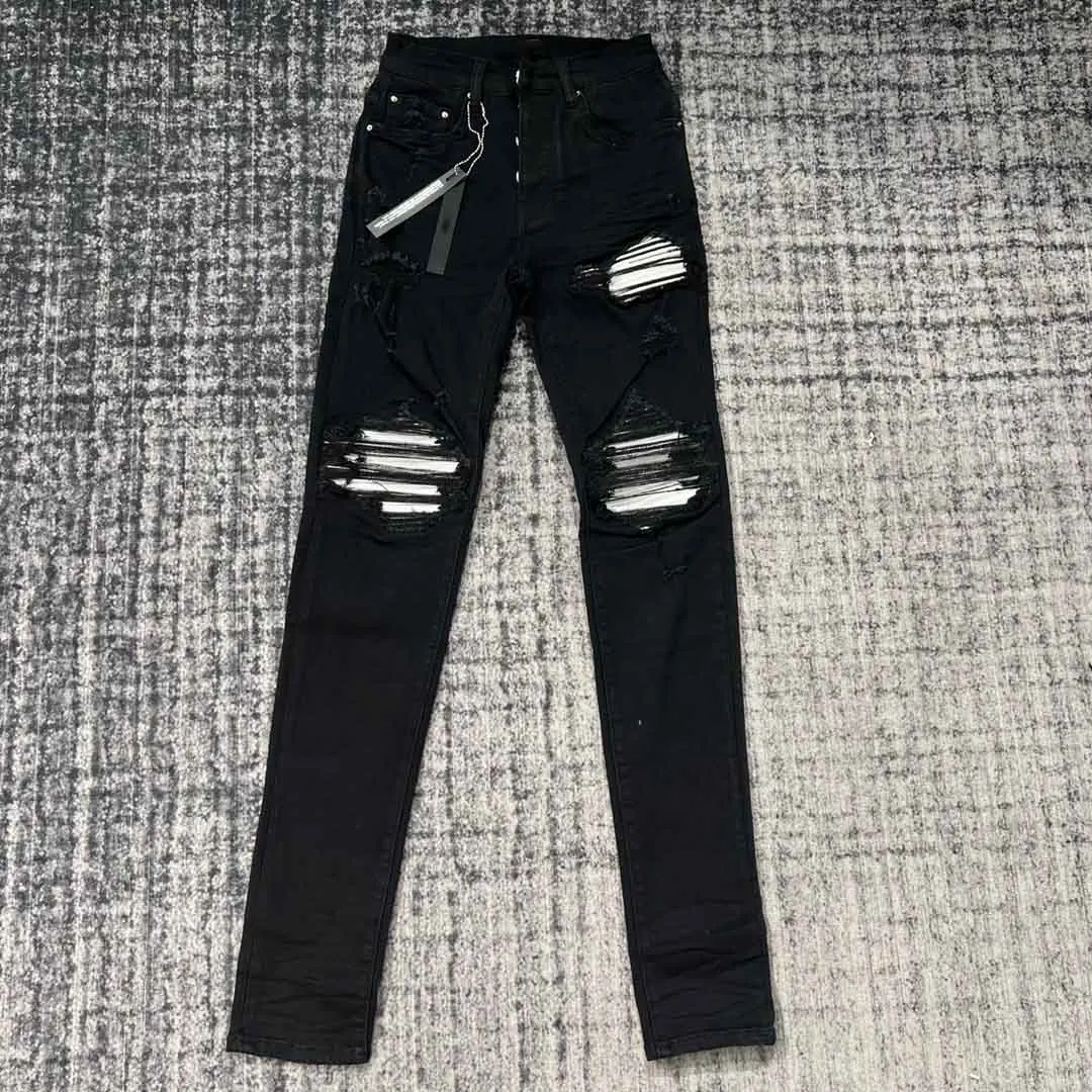men white ribbed patch distressed skinny black jean - AliExpress