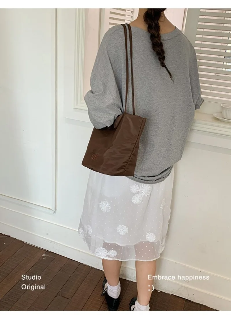 Women's Casual Solid Color Nylon Mini Tote Bag , Lightweight Shoulder Bag for Daily Use, Work, Travel, and Casual Errands 2