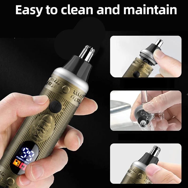RESUXI LM-502 All Metal Body LCD Electric Nose and Ear Hair Trimmer Painless Tool Rechargeable Nose and Ear Hair Clippers 5
