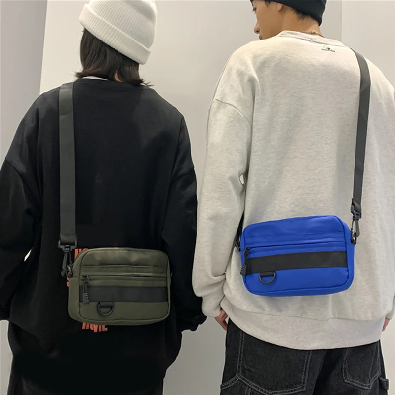 Casual Men Women Unisex Crossbody Bags Fashion Solid Color Couple Shoulder Bag High Quality Nylon Messenger Bag Handbags - 2