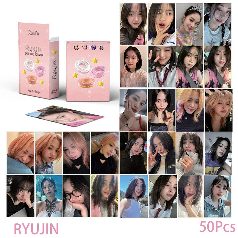 케이팝 ITZY 레이저 카드, 새 앨범 로모 카드, 예지 리아, 류진, 채연, 유나 소녀 선물 엽서, 고급 앨범 사진 카드, 50 개/세트