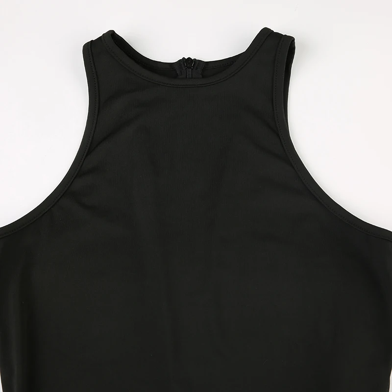 Mono deportivo negro liso sin mangas ajustado sexy para mujer, cuello redondo, gris, básico, informal, de verano