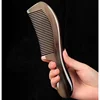 Natural Horn Massage Comb Round Fine Tooth Anti-Static Hair Straighter Curl Combs with Handle 1