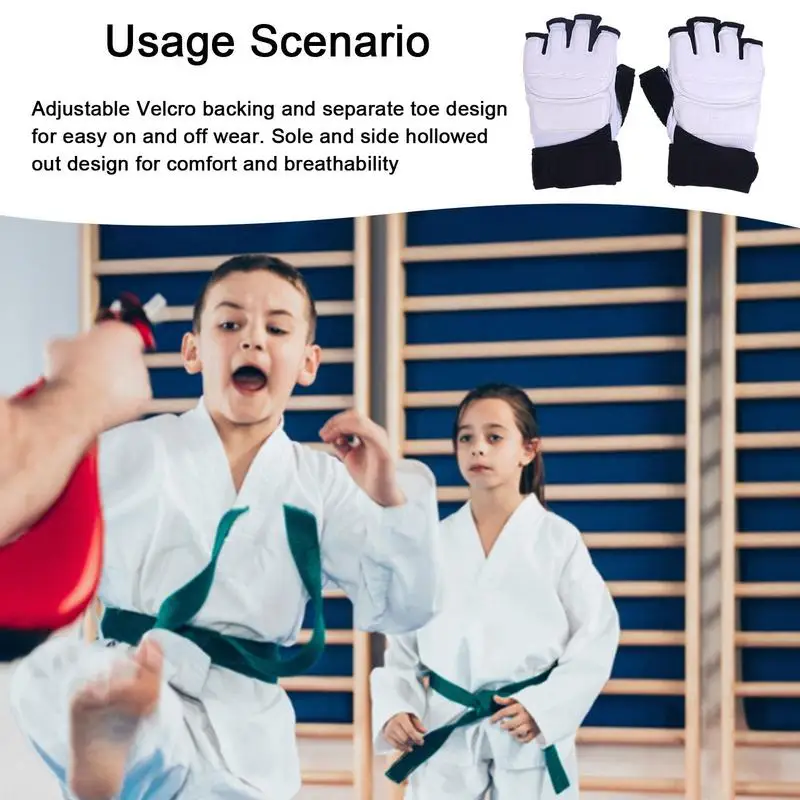 Taekwondo Sparring Gloves Magic Tape Taekwondo Gloves Foot Protector Breathable Ankle Brace Support Pad Feet Guard For MMA