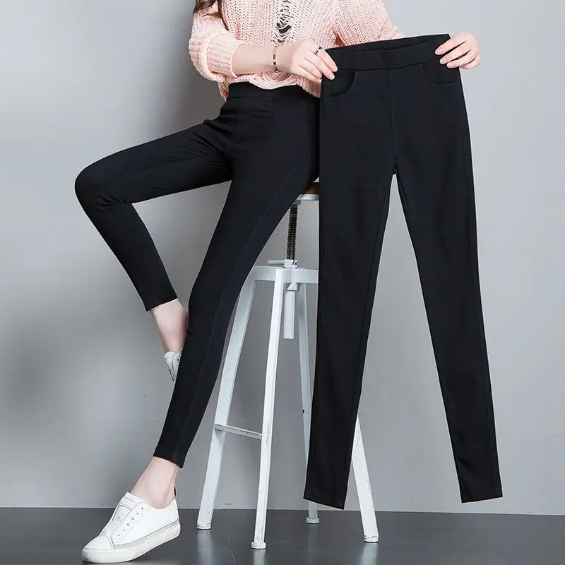 2023 New Elasticated Waist Jeans female Slim Wear Leggings Spring and Autumn Thin High Waist Thin Foot Pencil Pants for Women