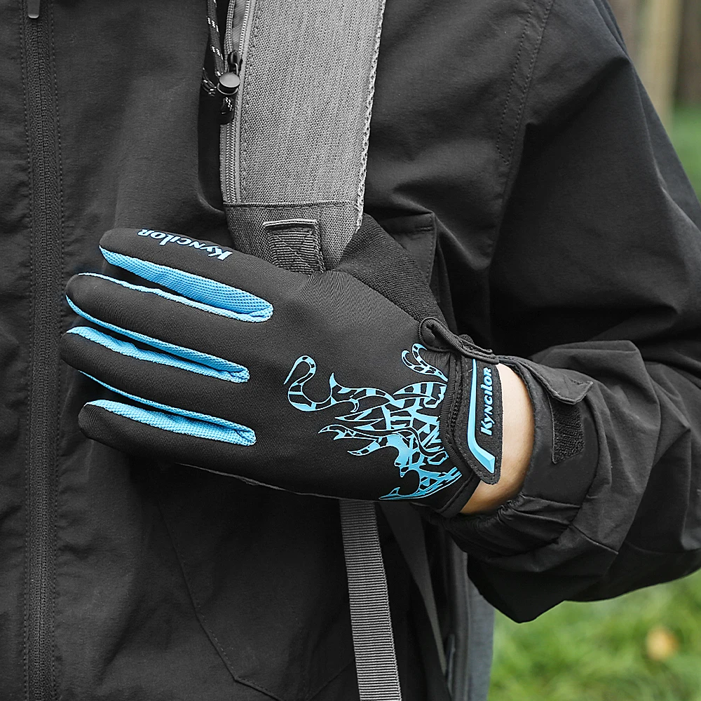 Kyncilor Men Gloves Black Full Finger Bicycle Glove Touchscreen Silicone Cycling Gloves Running Hiking Bike Gloves Breathable