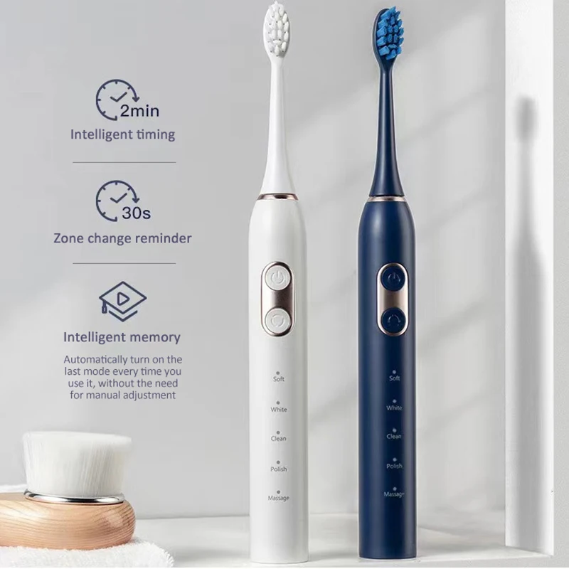 

Electric Toothbrush Sonic Adult Timer Brush 5 Mode USB Rechargeable Tooth Brushes with 4 Replacement Heads