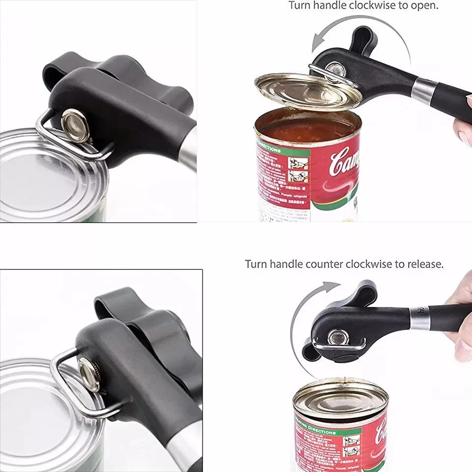  Safe Cut Manual Can Opener, Can Opener Handheld, Smooth Edge  Can Opener, Ergonomic Smooth Edge, Food Grade Stainless Steel Cutting Can  Opener for Kitchen & Restaurant : Home & Kitchen