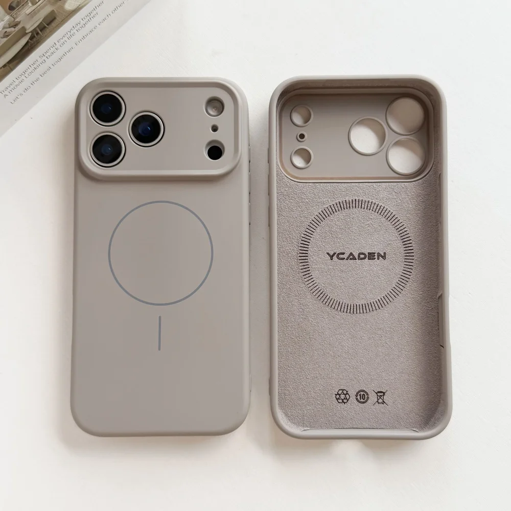 Soft Liquid Silicone Magnetic Phone Case with Shockproof Lens Protection and Magsafe Compatibility