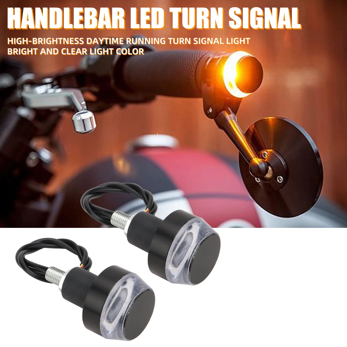 2pcs Motorcycle LED Lights Handle Light Bar End Indicator for Car Turn Signal Universal Handle Bar Grip Plug Side Marker Lamp