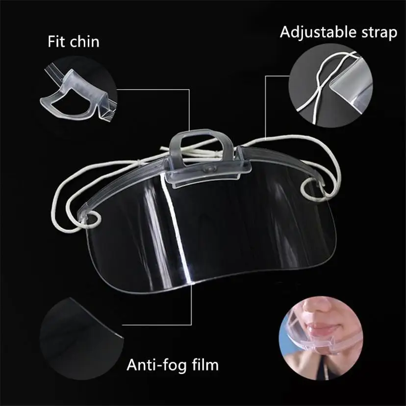 5 Pcs/lot Transparent Masks Permanent Anti Fog Catering Food Hotel Chef Waiter Plastic Kitchen Restaurant Masks Kitchen Tools