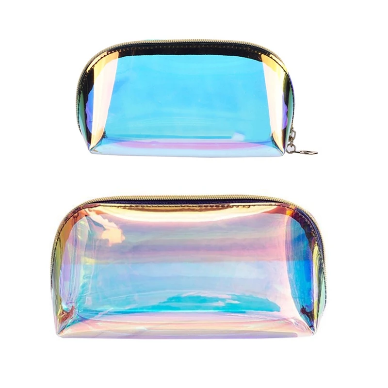 

Makeup Bag Rainbow Iridescent Cosmetic Clear Toilet