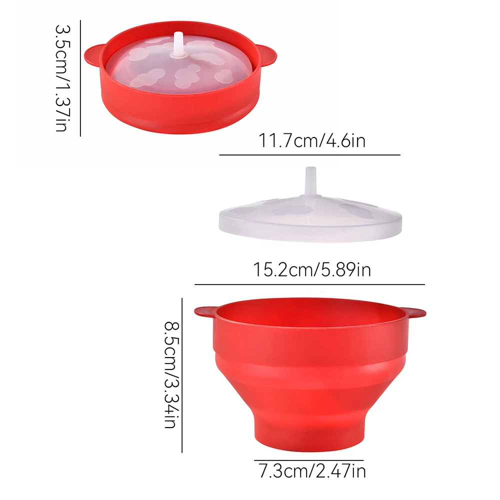 Microwave Popcorn Bowl Bucket Silicone DIY Popcorn Maker with Lid Chips Fruit Dish Kitchen Tools 1/3Pcs