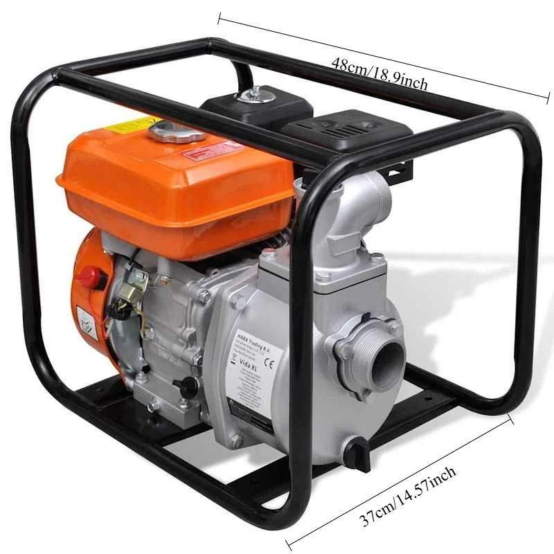 Bomba de agua de gasolina 4800 W con conexión de manguera de 50 mm, bomba potente para riego de jardín, vaciado de estanques y trabajos de obra, ideal para uso exterior doméstico y profesional - Imagen 3