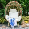 Egg Chair, Patio Egg Chair Indoor, All-Weather Oversized Rattan Egg Lounge Chairs for Living Room, Balcony, Backyard 6