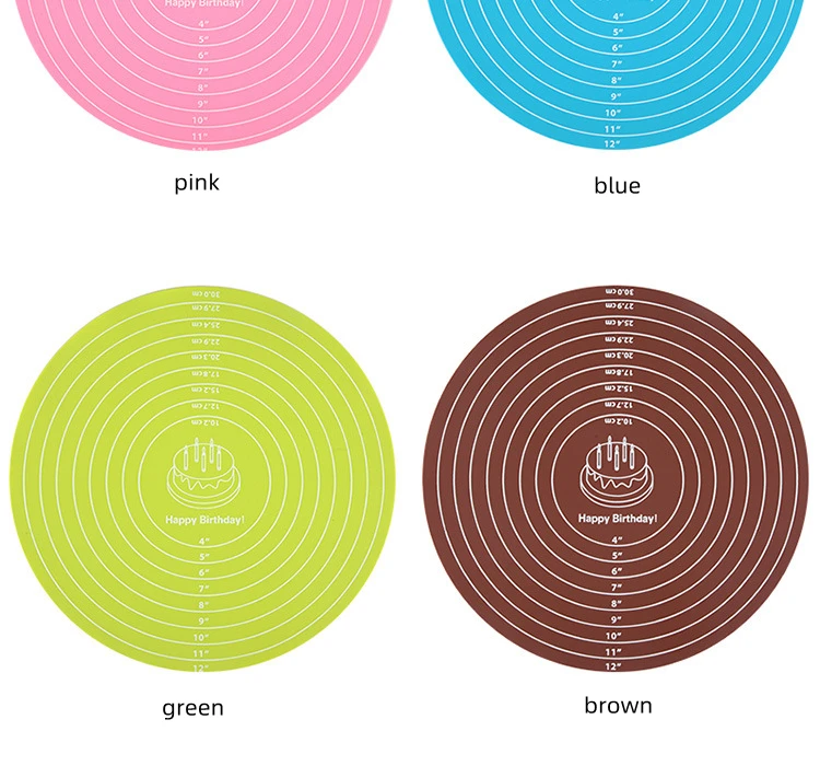 Round Silicone Baking Mat Non-Slip Pastry Turntable Nonstick Dough Kneading Pad