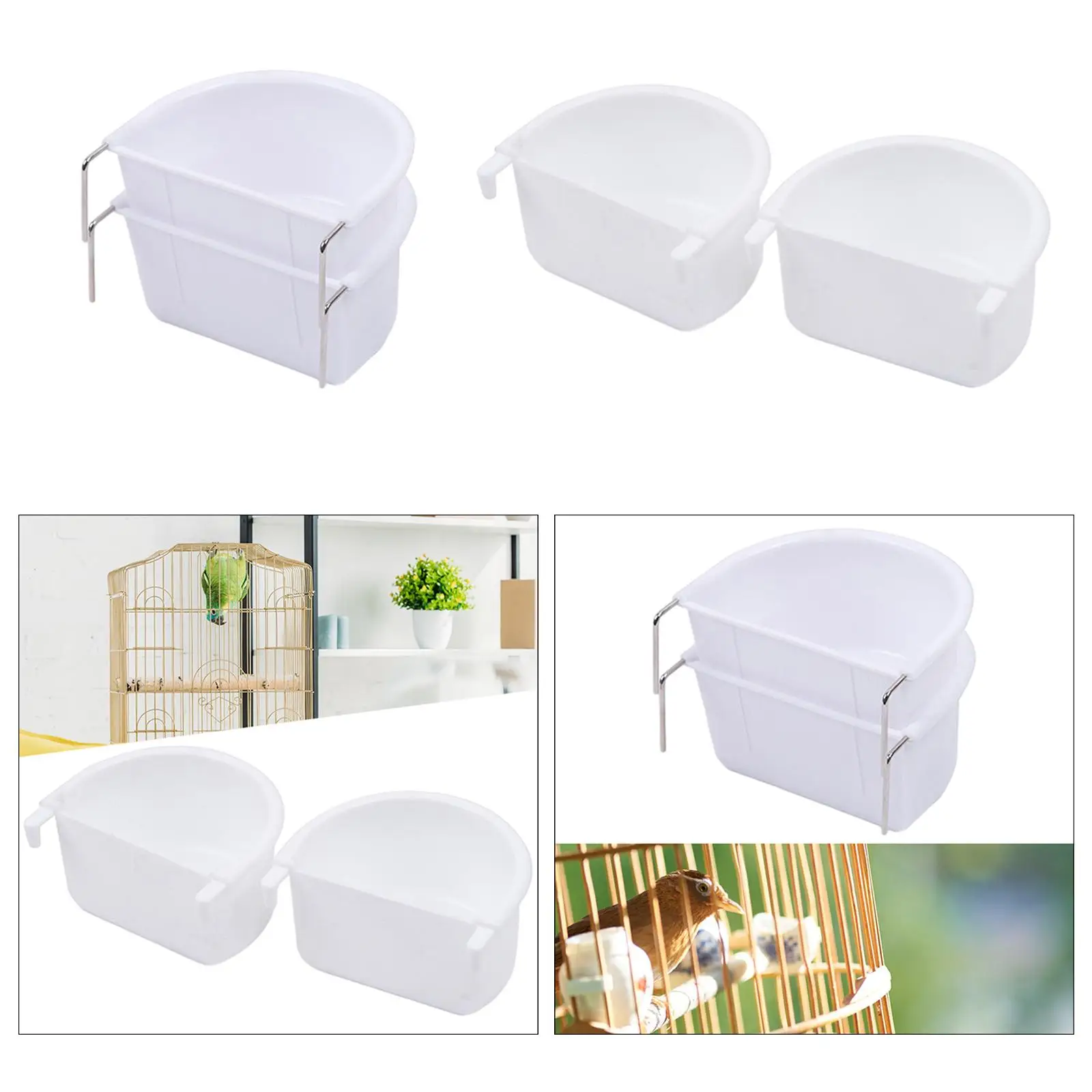 Bird Food Feeding Dish Set - Easy-Install Feeder Bowls