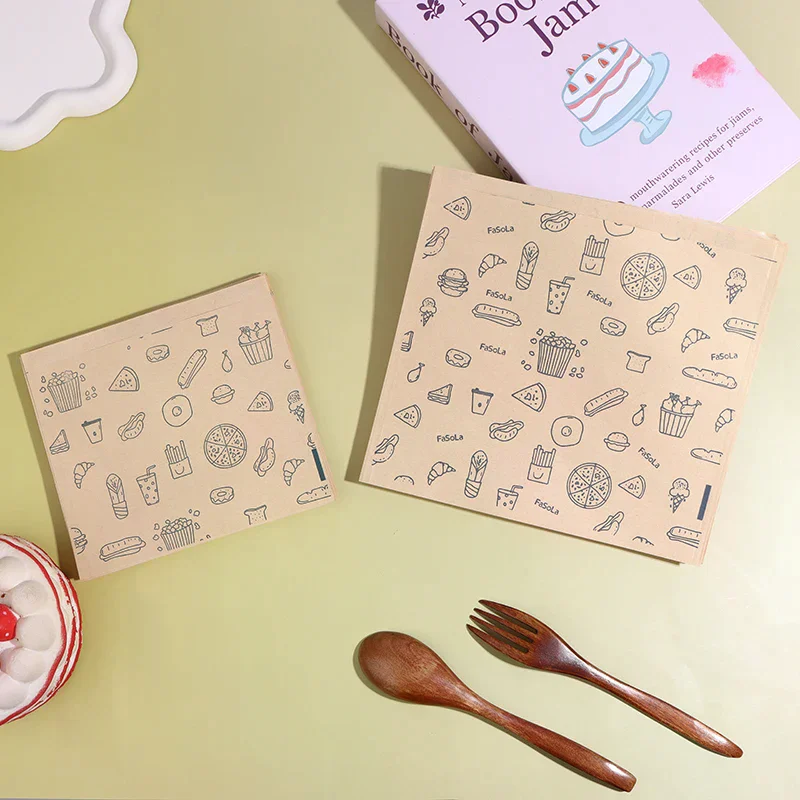 Sacchetto di carta oleata da 50 pezzi, sacchetto di carta kraft sacchetto per imballaggio alimentare imballaggio usa e getta piatto di carta da forno tappetino accessori da cucina - immagine 3