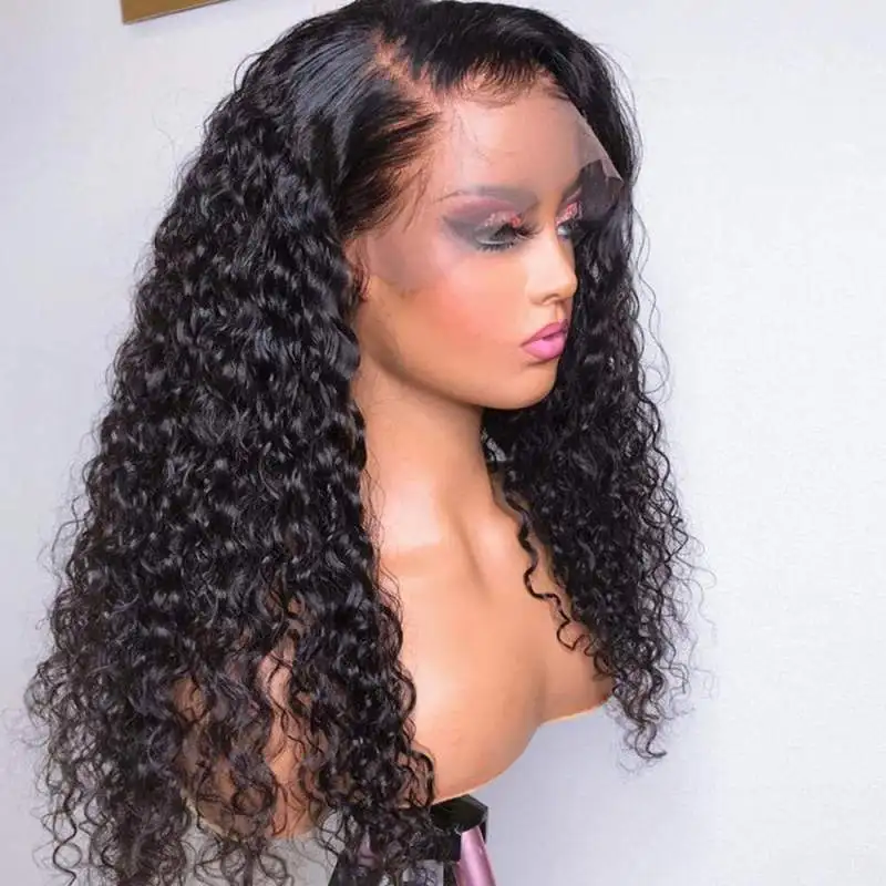 

180%Density Soft Natural Hairline Black 26“Long Kinky Curly Lace Front Wig for Women BabyHair Glueless Preplucked Daily Cosplay
